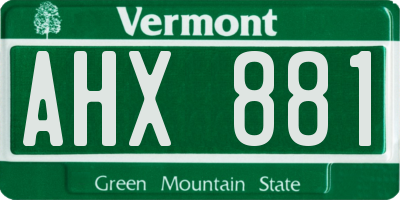 VT license plate AHX881
