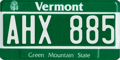 VT license plate AHX885