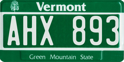 VT license plate AHX893
