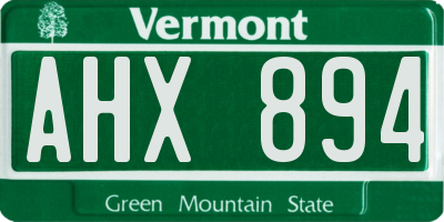 VT license plate AHX894