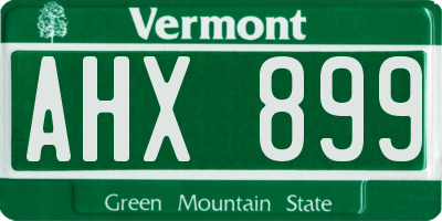 VT license plate AHX899