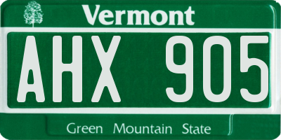 VT license plate AHX905