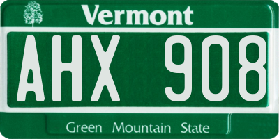VT license plate AHX908