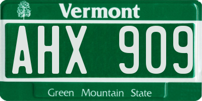 VT license plate AHX909
