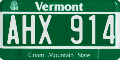 VT license plate AHX914