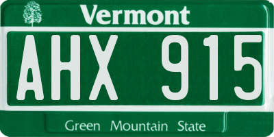 VT license plate AHX915