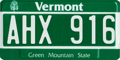 VT license plate AHX916