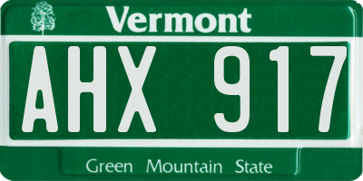 VT license plate AHX917
