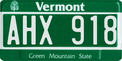 VT license plate AHX918