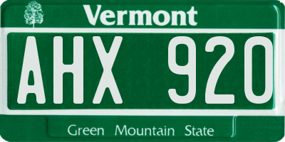 VT license plate AHX920