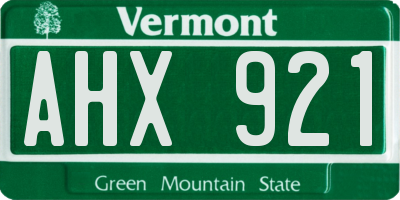 VT license plate AHX921