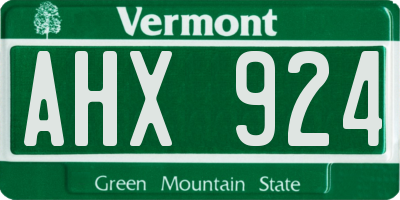 VT license plate AHX924