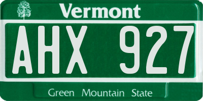 VT license plate AHX927