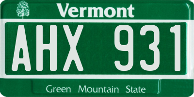 VT license plate AHX931