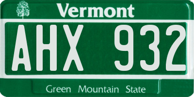 VT license plate AHX932