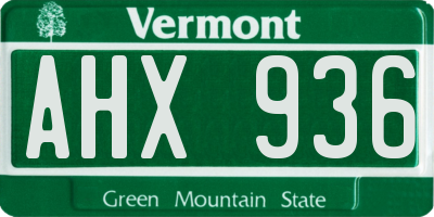 VT license plate AHX936