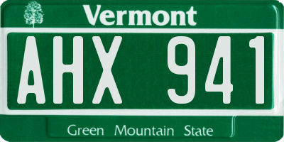 VT license plate AHX941