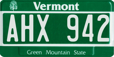 VT license plate AHX942
