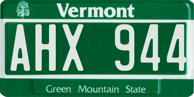 VT license plate AHX944