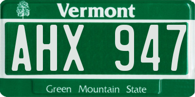 VT license plate AHX947