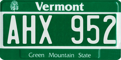 VT license plate AHX952