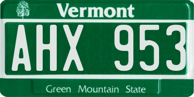 VT license plate AHX953