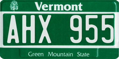 VT license plate AHX955