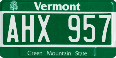 VT license plate AHX957