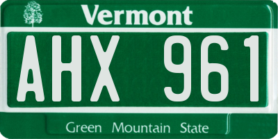 VT license plate AHX961