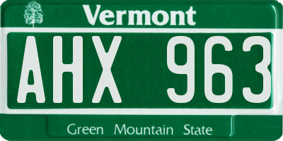 VT license plate AHX963