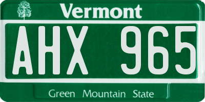 VT license plate AHX965