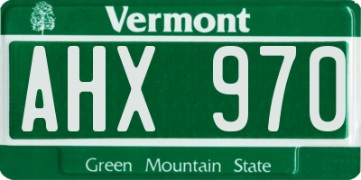 VT license plate AHX970