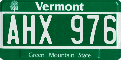 VT license plate AHX976