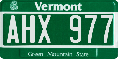 VT license plate AHX977