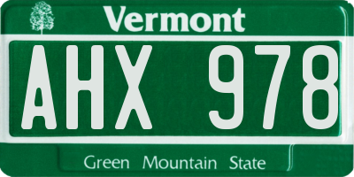 VT license plate AHX978