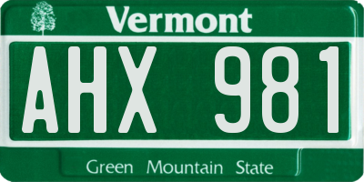 VT license plate AHX981