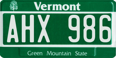 VT license plate AHX986