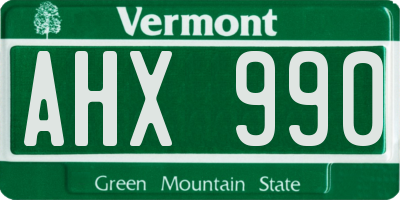 VT license plate AHX990