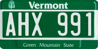 VT license plate AHX991
