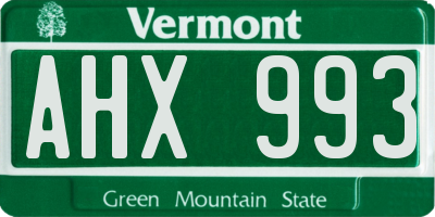 VT license plate AHX993