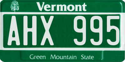 VT license plate AHX995