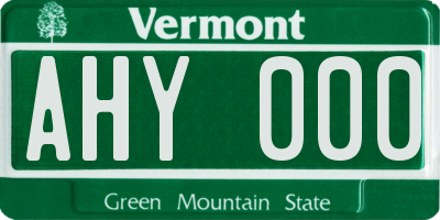 VT license plate AHY000