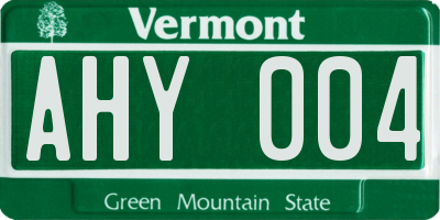 VT license plate AHY004