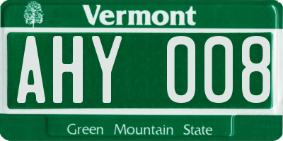 VT license plate AHY008
