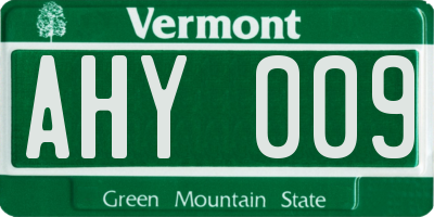 VT license plate AHY009
