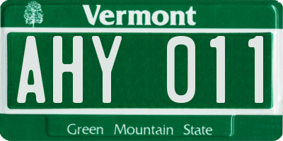 VT license plate AHY011