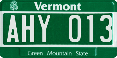 VT license plate AHY013