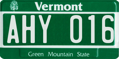 VT license plate AHY016