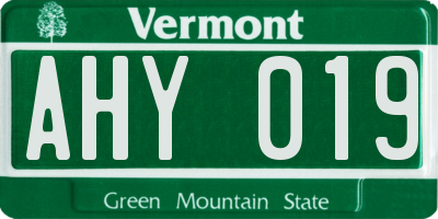 VT license plate AHY019