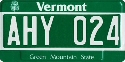 VT license plate AHY024